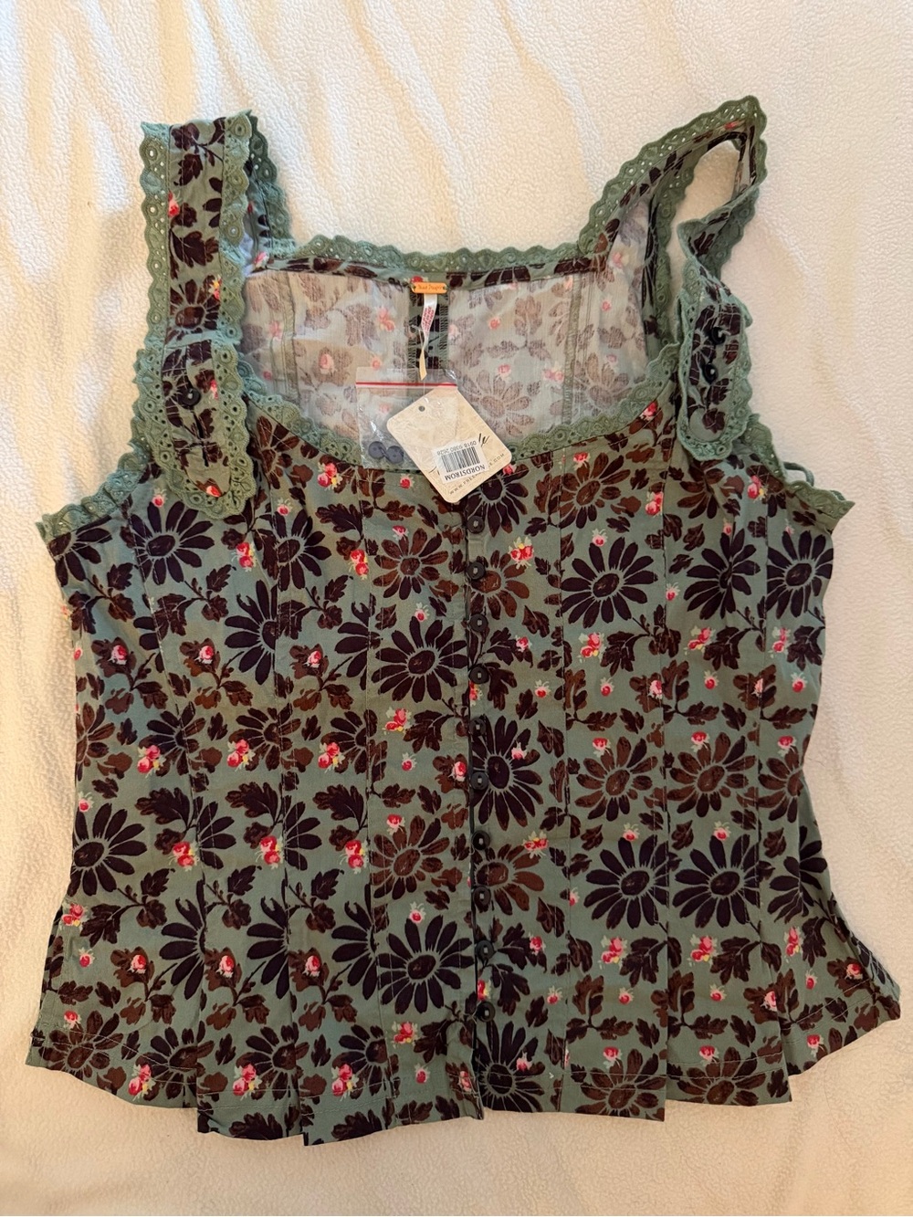 Free People Bridgette Corset Top Black Combo Floral Lace Size S NWT - Picture 5 of 7